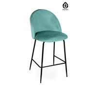 SAMIRA Sgabello cucina imbottito, sgabello alto mod. Nicole (2, Verde tiffany - piede nero)