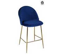 SAMIRA Sgabello cucina imbottito, sgabello alto in velluto blu mod. Nicole (Blu, 1 pz)
