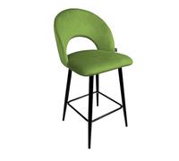 SAMIRA Sgabello cucina imbottito, sgabello alto in velluto mod. Zoe (1, Verde pistacchio)