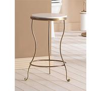 Sgabello da bagno Bronzo Satinato Vintage RETRO' Dimensioni 34,5x33,5x h 51,5 cm -Portata massima 120 kg ripiano in legno bianco bronzo, lottone bronzo