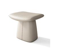 Sgabello da bagno con cuscino a sella, poggiapiedi in legno massello, ottomano per camera da letto e soggiorno