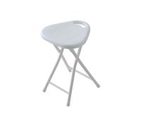 Sgabello pieghevole salvaspazio con seduta in abs e gambe in acciaio bianco