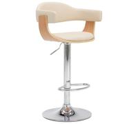 Sgabello da bar, 2 pezzi, crema, legno curvo e similpelle, altezza | Design senza tempo, seduta soffice, base in ferro stabile, uso bar e sala da pranzo, consegna 2 unità