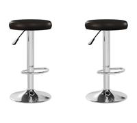 Sgabello da bar 2 pezzi in similpelle marrone acciaio cromato sollevamento | Sgabello dal design senza tempo, seduta imbottita, supporto 110 kg, ideale bar e sala da pranzo, finitura cromata