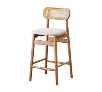 Sgabello da bar alto in stile Mid-Century Modern con schienale in rattan e | Sgabello da bar moderno di metà secolo, alto come un bancone, con un elegante schienale in rattan e una seduta imbottita,