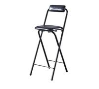Sgabello da bar alto, pieghevole e portatile, di colore nero, con seduta imbottita, ideale per bar, ufficio, chitarra, scrivania e bancone (un colore, 65 cm