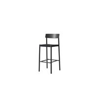 Sgabello da bar Betty TK15 in frassino laccato nero/vimini di lino Nero