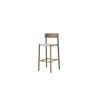 Sgabello da bar Betty TK15 in rovere affumicato/lino naturale e vimini