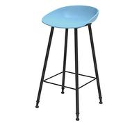 Sgabello da bar blu con schienale e poggiapiedi, moderno sgabello da bar, altezza sedia per pub, caffè, casa, sala da pranzo, cucina, seduta in plastica, gambe in metallo nero, altezza seduta: 64,8 cm