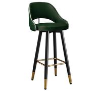 Sgabello da bar con schienale curvo in pelle sintetica con poggiapiedi in metallo, altezza del bancone 75 cm, gambe in ottone, perfetto per cucina a isola, per la colazione e il bar, elegante e