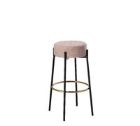 Sgabello da Bar Cucina in Tessuto e Struttura in Ferro Boucle Beige 77,5 cm