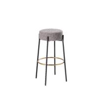 Sgabello da Bar Cucina in Tessuto e Struttura in Ferro Boucle Grigio 77,5 cm