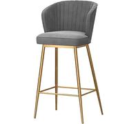 Sgabello da Bar da Cucina in Velluto da 1 pc con Altezza da Bar sul Retro per Sala da Pranzo/Isola da Cucina/Bar di casa, Altezza del Sedile 65 cm ambizione Alta (Altezza Grigia 65 cm)