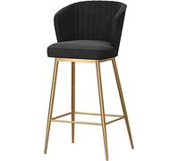 Sgabello da Bar da Cucina in Velluto da 1 Pezzi con sedie da Barra Altezza per Sala da Pranzo/Isola da Cucina/Bar di casa, Altezza del Sedile 65 cm ambizione Alta (Altezza Nera 65 cm)