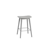 Sgabello da Bar Fiber con Base in Legno Grigio/ Grigio H66 cm