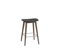 Sgabello da Bar Fiber con Base in Legno Nero/ Marrone Scuro H66 cm