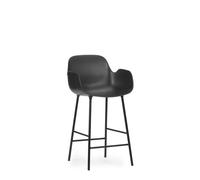 Sgabello da Bar Form con Schienale e Braccioli H65 cm Nero/ Acciaio Nero