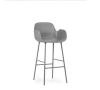 Sgabello da Bar Form con Schienale e Braccioli H75 cm Grigio/ Acciaio Grigio