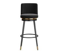 Sgabello da bar girevole a 360° con seduta in velluto e schienale | Questo sgabello da bar presenta un design girevole a 360°, sedile in morbido velluto e schienale ergonomico per una seduta