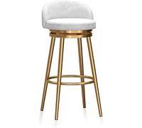 Sgabello da bar girevole in velluto con gambe in metallo dorato, altezza bancone, seduta girevole a 360°, portata massima 250 kg, ideale per banconi e isole cucina, altezza seduta 65 cm (C,