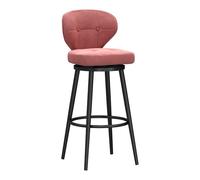 Sgabello da bar girevole in velluto rosa, sedia da bancone in stile moderno | Sgabello da bar moderno di metà secolo, alto come un bancone, rivestito in velluto rosa con design girevole, che dona uno