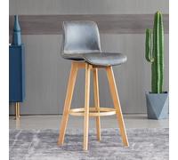 Sgabello da bar girevole moderno in pelle grigia 71,1 cm altezza bancone in legno massello sgabelli da cucina isola con schienale elegante e confortevole sedile per bar o bancone