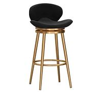 Sgabello da bar girevole moderno in velluto con schienale, regolabile in altezza, elegante sedia imbottita nera, per cucina a isola (75 cm, 1 pezzo)
