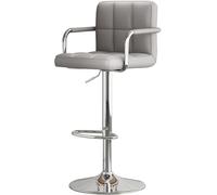 Sgabello da bar girevole regolabile con schienale e braccioli, sedia alta moderna per cucina, isola, casa, bar e sala da pranzo, elegante seduta grigia