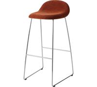 Sgabello da Bar Gubi 3D H75 in Acciaio Inox/pelle Scamosciata Speciale Dedar 133