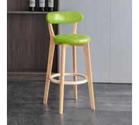 Sgabello da bar imbottito in ecopelle verde, altezza 71 cm, gambe in legno massello, altezza bancone, per isola cucina, sala da pranzo, seduta imbottita e poggiapiedi (unità singola)