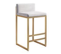 Sgabello da bar imbottito in velluto moderno con schienale alto sedia per casa cucina isola pub bianco/oro 25,6 '' H