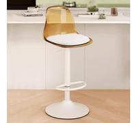 Sgabello da bar in acrilico trasparente, girevole a 360°, con manico, anello in gomma antiscivolo, altezza regolabile 38,5 x 62-82 cm, design moderno giallo elegante