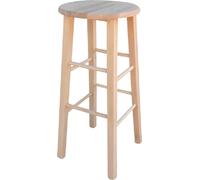 Sgabello da bar in legno da verniciare h 68 cm seduta rotonda con gambe dritte