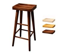 Sgabello da bar in legno di pino naturale, semplice sgabello alto per la casa, comodo sedile curvo, ideale per ristoranti, bar, caffetterie, altezza 75 cm