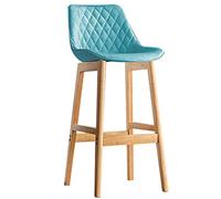 Sgabello da bar in pelle sintetica blu rustico, altezza 75 cm, con gambe in legno e poggiapiedi, sedie da cucina a isola, supporta 150 kg ed elegante, 1 pezzo
