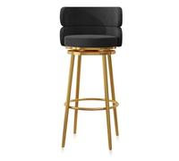 Sgabello da bar in velluto con schienale, altezza 75 cm, sgabello imbottito da bar con poggiapiedi, gambe eleganti nero oro, perfetto per casa e cucina