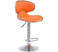 CLP Sgabello Design Cucina Las Vegas V2 In Similpelle Con Schienale I Sedia Alta Imbottita Girevole Regolabile 62-82 CM, Colore:arancione, Colore del telaio:cromo