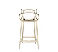 Kartell Masters Stool Sgabello, Tecnopolimero termoplastico Riciclato con Carica Minerale e Metallizzato, Oro, H. 65, Metallizzato