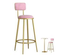 Sgabello da bar moderno in metallo, eleganti sedie da pranzo spesse e imbottite, per trucco, gambe in metallo, ideali per piccoli spazi (rosa, 60 cm)