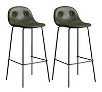 Sgabello da bar moderno in pelle PU regolabile in altezza, gambe in metallo con schienale basso, supporta 150 kg, eleganti sedie imbottite per cucina, bar e decorazione per la casa (verde, 65 cm)