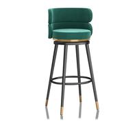 Sgabello da bar moderno in velluto con schienale e poggiapiedi, altezza seduta 75 cm, design elegante verde per cucina e ristorante, ergonomico e resistente, 1 pezzo