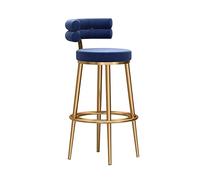 Sgabello da bar moderno in velluto con schienale e struttura dorata, regolabile in altezza, sedie da cucina per la colazione, per sala da pranzo, pub e bar (blu, 1 pezzo)