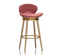 Sgabello da bar moderno in velluto rosa con schienale, altezza seduta 65 cm | Sgabello da bar moderno, alto come un bancone, rivestito in morbido velluto rosa, con schienale di supporto e altezza della
