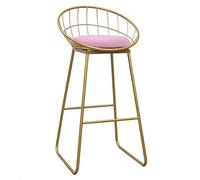 Sgabello da bar moderno per cucina, sala da pranzo, altezza bancone con schienale e poggiapiedi, imbottito in velluto, gambe in metallo dorato, altezza seduta 64,8 cm/74,9 cm, grigio, bianco, rosa