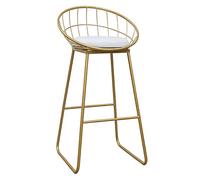 Sgabello da bar moderno per cucina, sala da pranzo, altezza bancone con schienale e poggiapiedi, imbottito in velluto, gambe in metallo dorato, altezza seduta 64,8 cm/74,9 cm, grigio, bianco, rosa