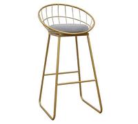 Sgabello da bar moderno per cucina, sala da pranzo, altezza bancone con schienale e poggiapiedi, imbottito in velluto, gambe in metallo dorato, altezza seduta 64,8 cm/74,9 cm, grigio, bianco, rosa