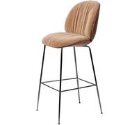 Sgabello da Bar Morbido Beetle H77 Cromo Nero/ Noce americano/Belsuede Special/Dedar 132