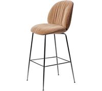 Sgabello da Bar Morbido Gubi Beetle H77 Cromo Nero/ Noce americano/Belsuede Special/Dedar 132