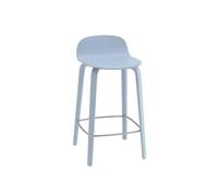 Sgabello da Bar Muuto Visu con Base in Legno H65 Azzurro