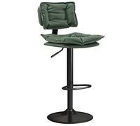 Sgabello da bar per cucina, girevole e regolabile, con seduta in pelle Nappa a doppio strato e poggiapiedi in metallo, 63-83 cm, grigio, perfetto per il bar di casa.